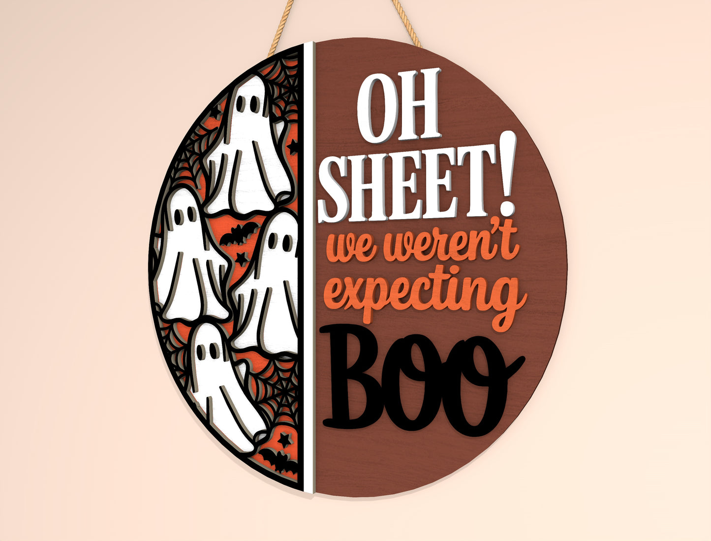 Welcome Foolish Mortals and Oh Sheet Ghost Door Hanger SVG Set for xTool LightBurn