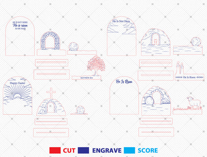 Christian Easter Tabletop SVG Bundle Engraved Scene for Glowforge
