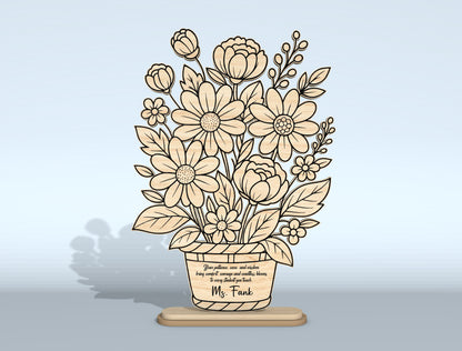Teacher Appreciation Flower Vase SVG Bundle Laser Cut File for Glowforge and xTool