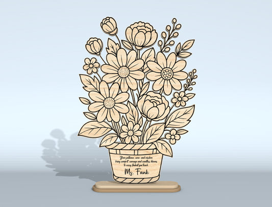 Teacher Appreciation Flower Vase SVG Bundle Laser Cut File for Glowforge and xTool