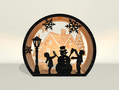 Christmas Santa Scene Lantern Laser Cut File | Ready to Cut | Glowforge, xTool, LightBurn, etc.