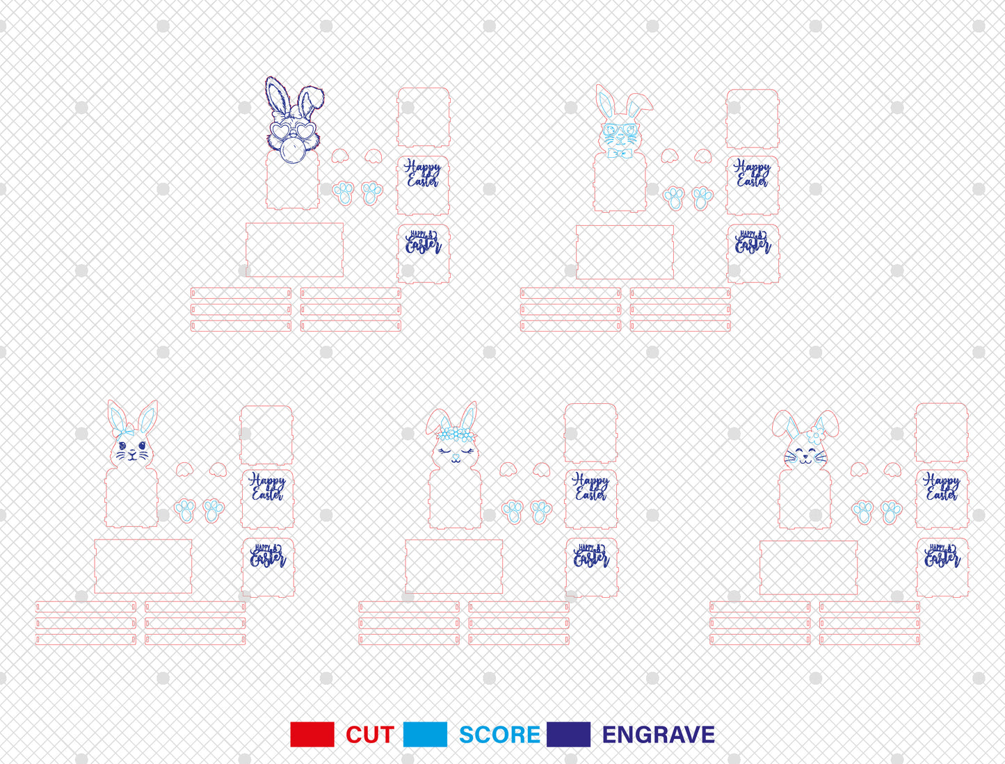 Personalized Bunny Basket Holder SVG Easter Wooden Crate for LightBurn and xTool