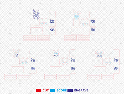 Personalized Bunny Basket Holder SVG Easter Wooden Crate for LightBurn and xTool