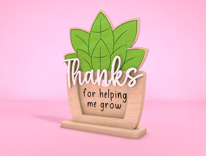 Teacher Plant Card Holder Laser Cut File for xTool Laser Cut
