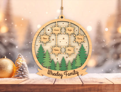 Personalized Family Snowflake Forest Christmas Ornament SVG 7