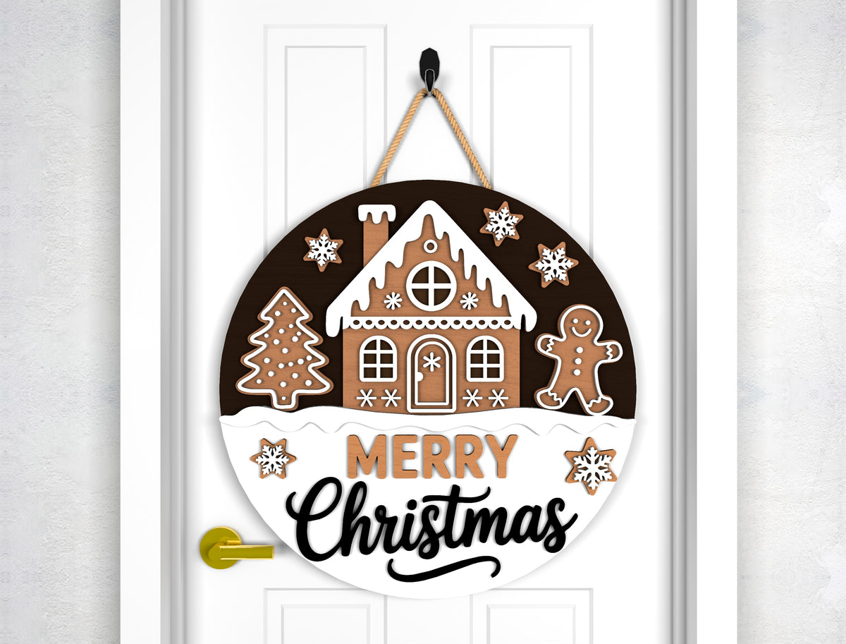 Christmas Door Hanger SVG Bundle 9 Gnome Santa Laser Cut Des 7