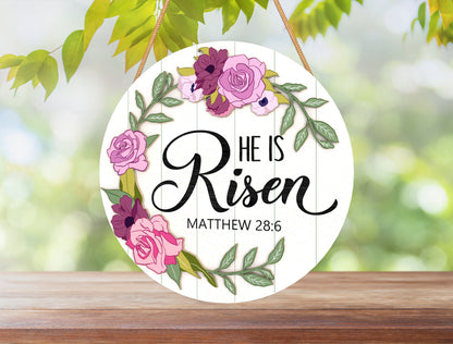 He Is Risen Cross Floral Easter Door Sign SVG Bundle for Glowforge and xTool