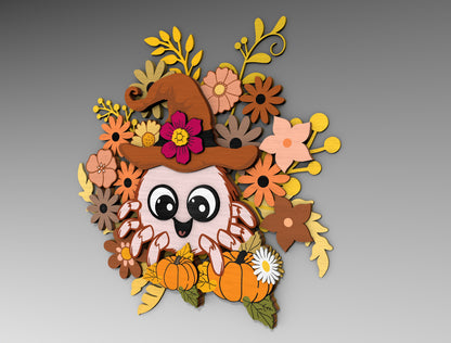 Halloween Spider Flower SVG Bundle Standing Shelf Sitter for LightBurn xTool Glowforge 2 Designs