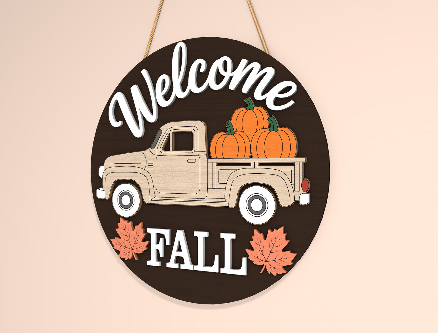 Welcome Fall and Welcome to Our Patch Truck Door Hanger SVG Set for Glowforge xTool LightBurn 2 Designs