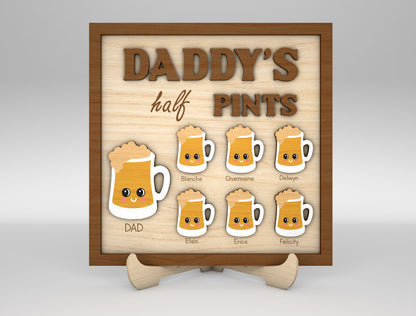 Daddy's Half Pints Beer Mug Sign SVG Laser Cut File for LightBurn and xTool