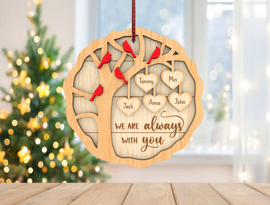 Cardinal Memorial Ornament SVG Bundle Family Tree Decor Laser Cut File for Glowforge