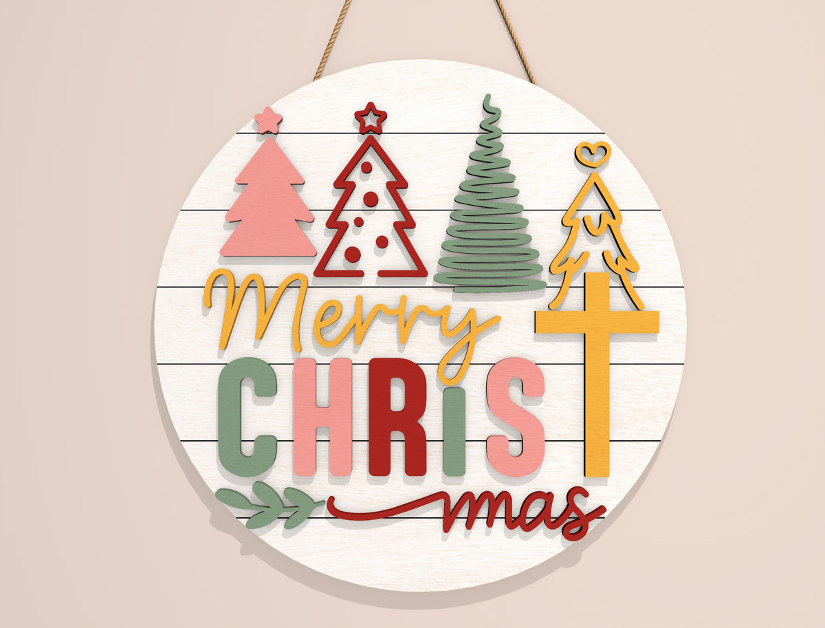 Christian Christmas Door Hanger SVG Bundle Laser Cut Designs 6