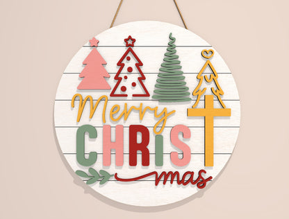 Christian Christmas Door Hanger SVG Bundle Laser Cut Designs 6