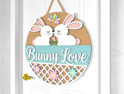 Bunny Love Easter Door Sign SVG Hello Peeps Cute Kawaii for Glowforge and xTool