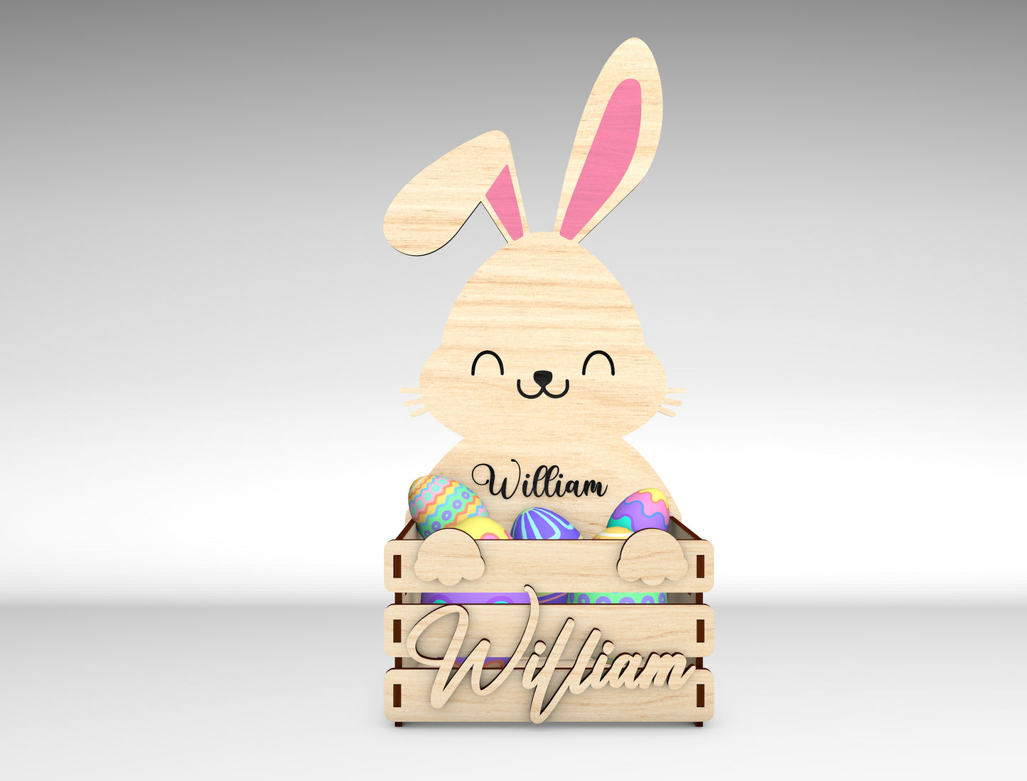 Personalized Easter Bunny Basket SVG Bundle for LightBurn and xTool