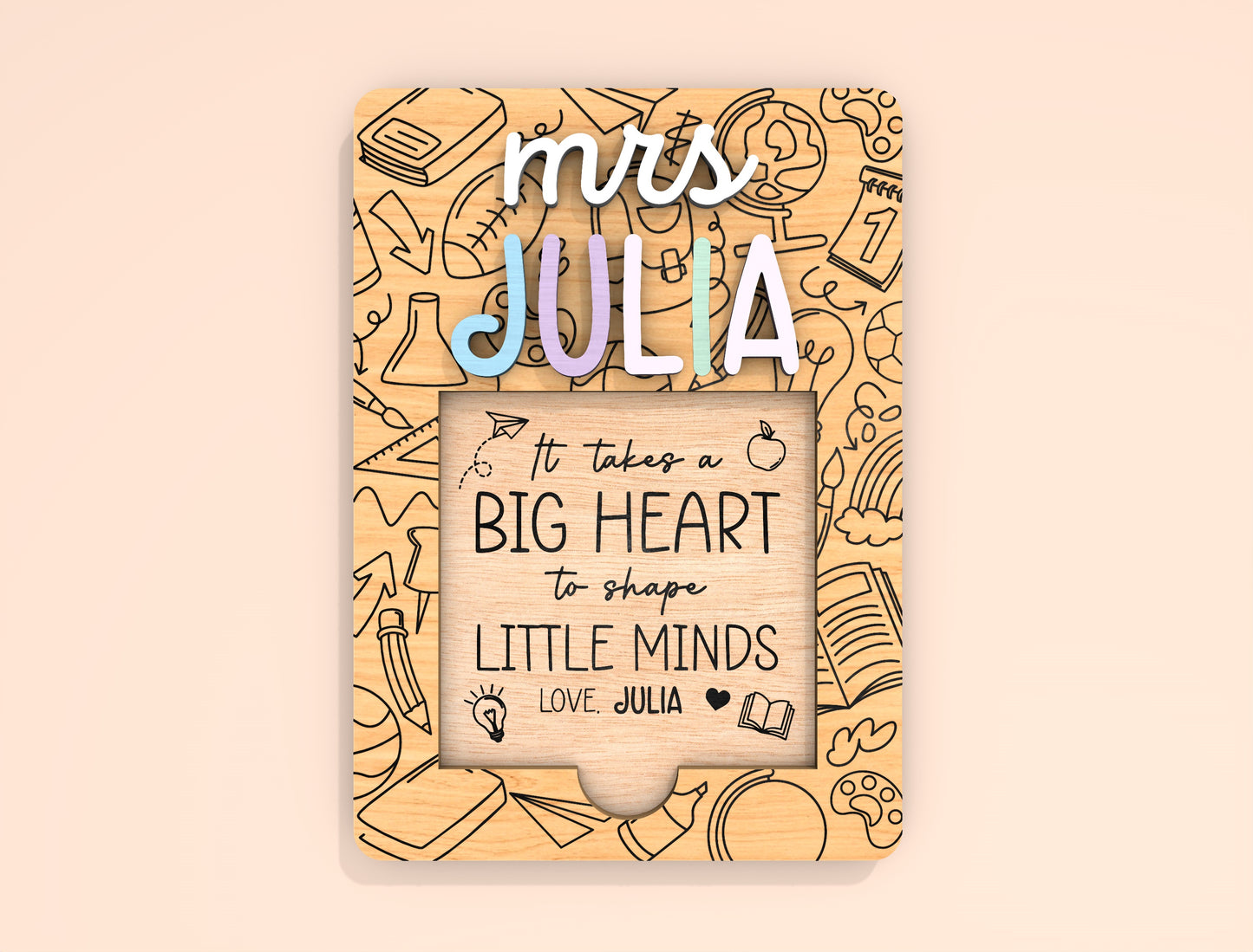 Personalized Teacher Note Holder SVG Laser Cut File for Glowforge and xTool