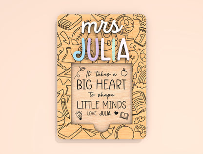 Personalized Teacher Note Holder SVG Laser Cut File for Glowforge and xTool