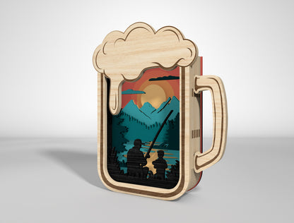 Father's Day Fishing Layered Lantern SVG Laser Cut File for Glowforge and xTool