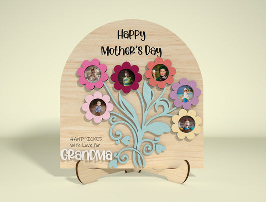 Birth Flower Photo Frame SVG Engraved Floral Tree for Glowforge