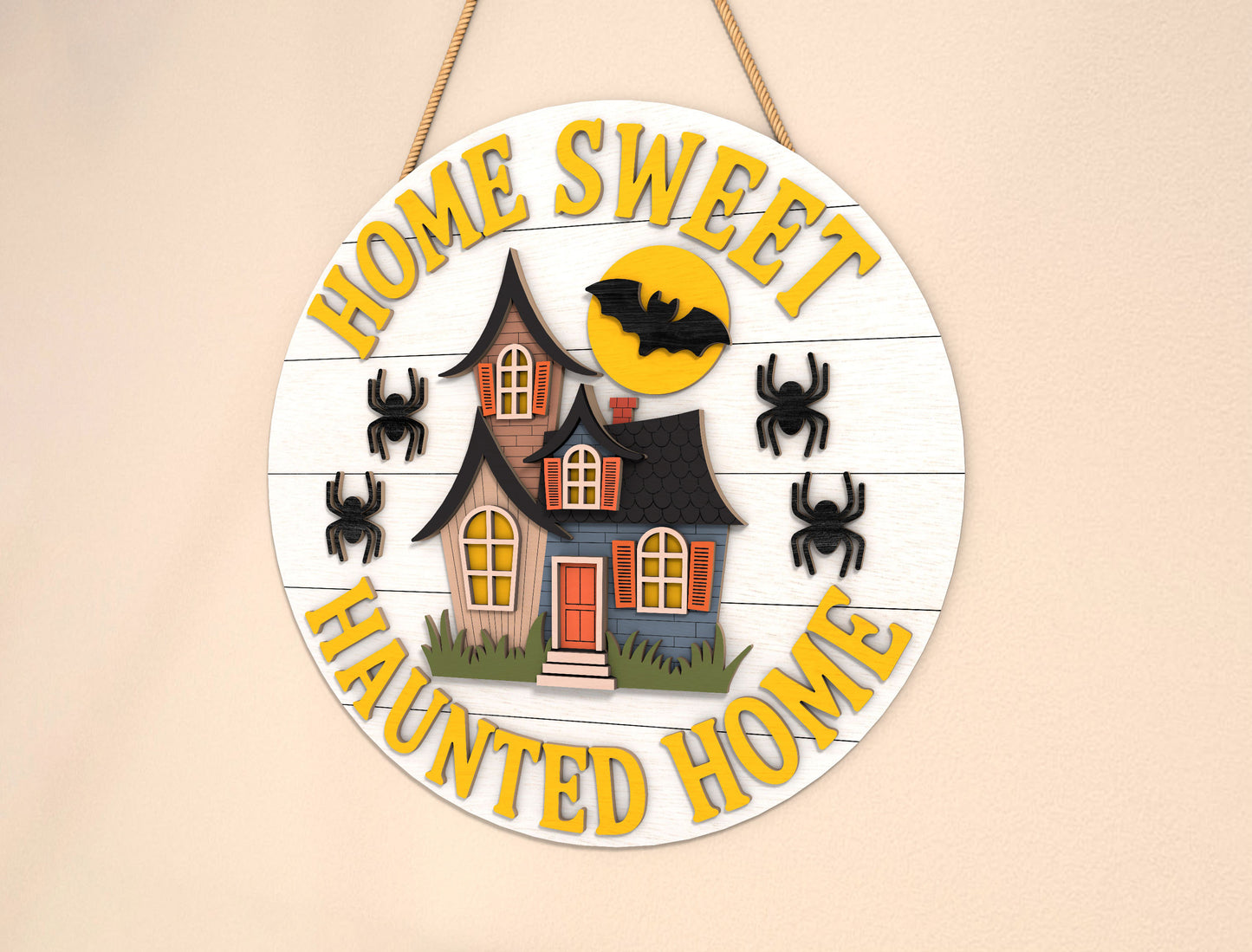 Haunted House Round Door Hanger SVG Set for Glowforge xTool LightBurn 2 Designs