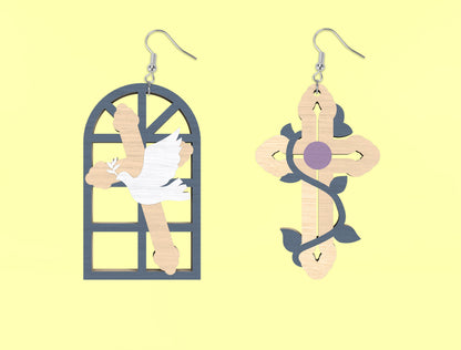 Christian Easter Earring SVG He Is Risen Cross 12 Designs for Glowforge
