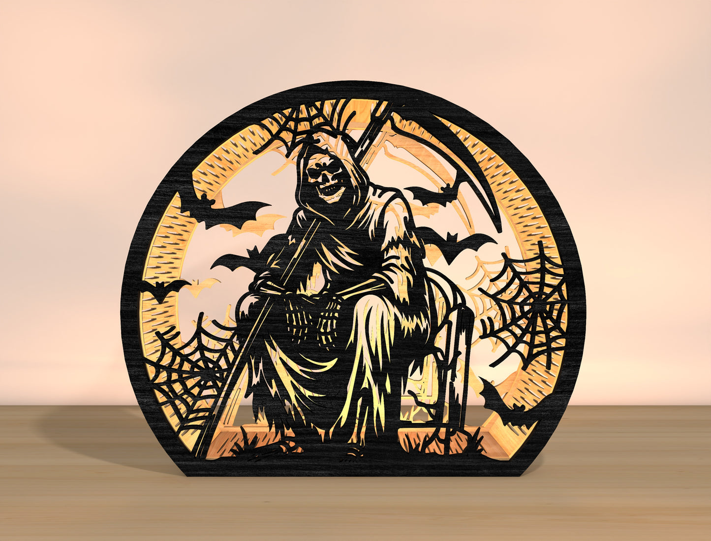 Halloween Grim Reaper Lantern SVG Bundle Laser Cut File | Spooky Skeleton Light Decor | Gothic Shadow Lantern | Glowforge, xTool, LightBurn, etc.