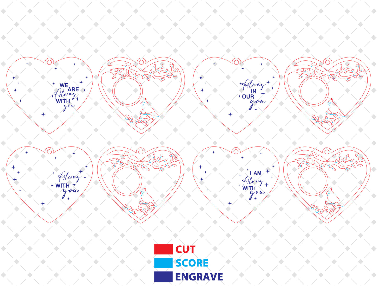 Cardinal Heart Photo Memorial Ornament SVG Laser Cut File for xTool