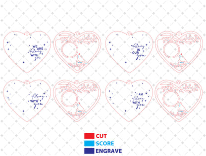 Cardinal Heart Photo Memorial Ornament SVG Laser Cut File for xTool