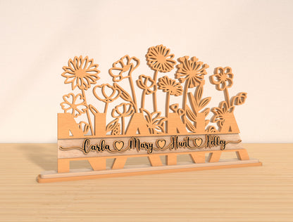 Personalized Mom Flower Stand SVG Bundle for Glowforge and xTool
