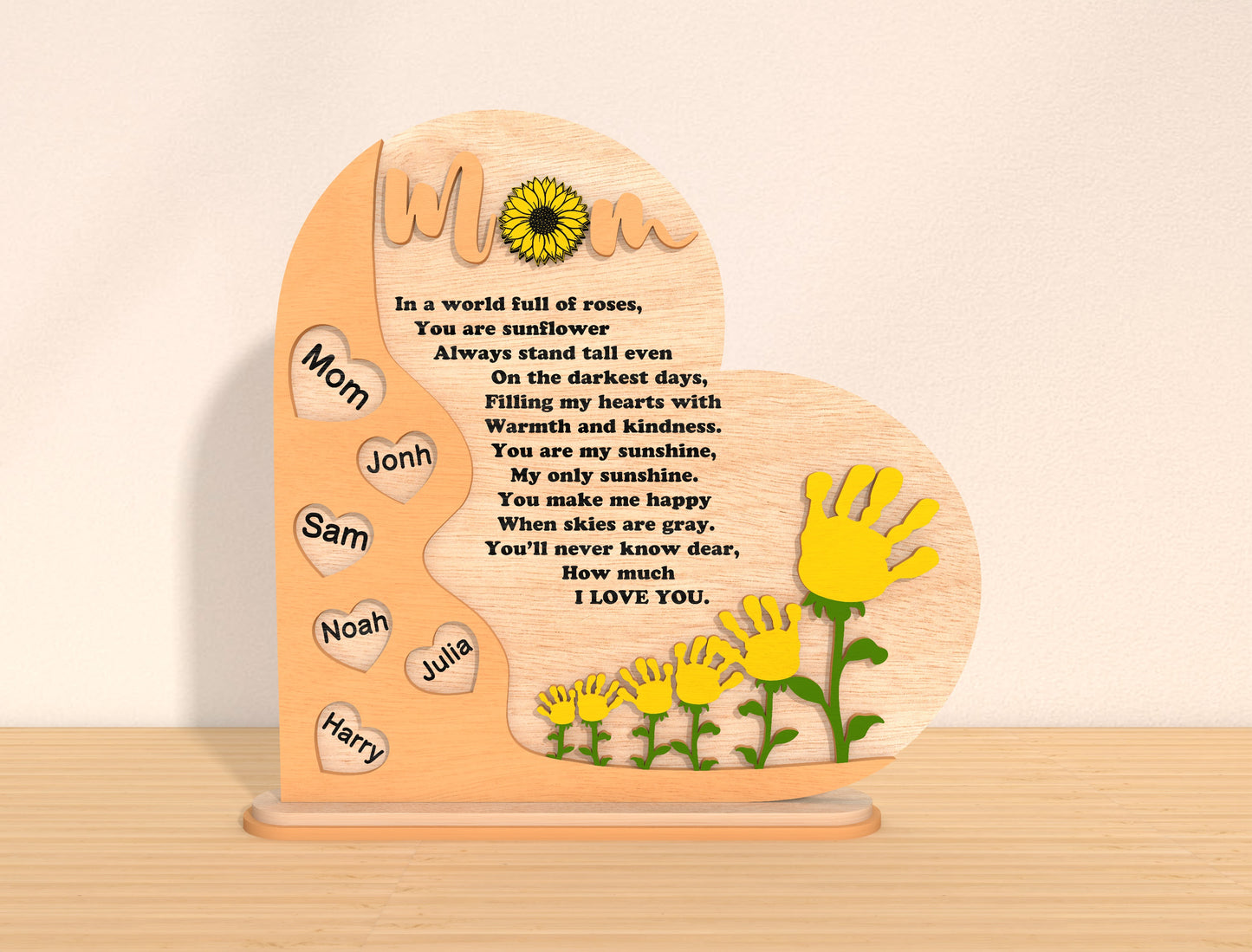 Mom Heart Plaque Floral Family Sign SVG Bundle for Glowforge and xTool