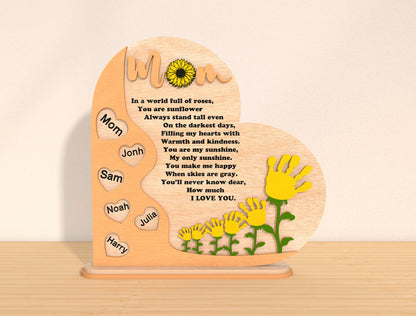 Mom Heart Plaque Floral Family Sign SVG Bundle for Glowforge and xTool