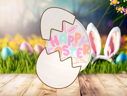 Easter Egg Decor SVG Cute Easter Wooden Tabletop for Glowforge and xTool