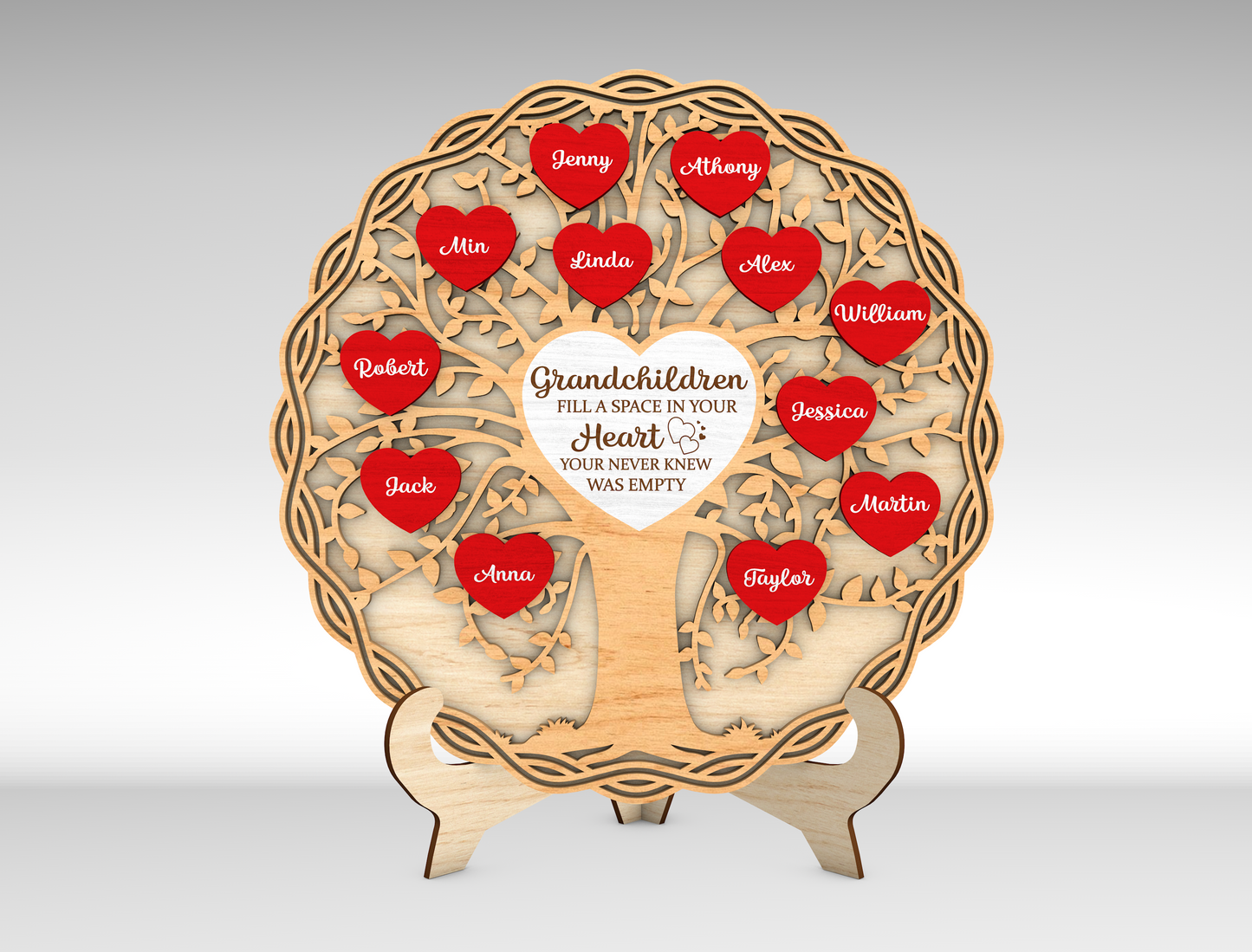 Personalized Mom Tree Heart Sign SVG for Glowforge and xTool