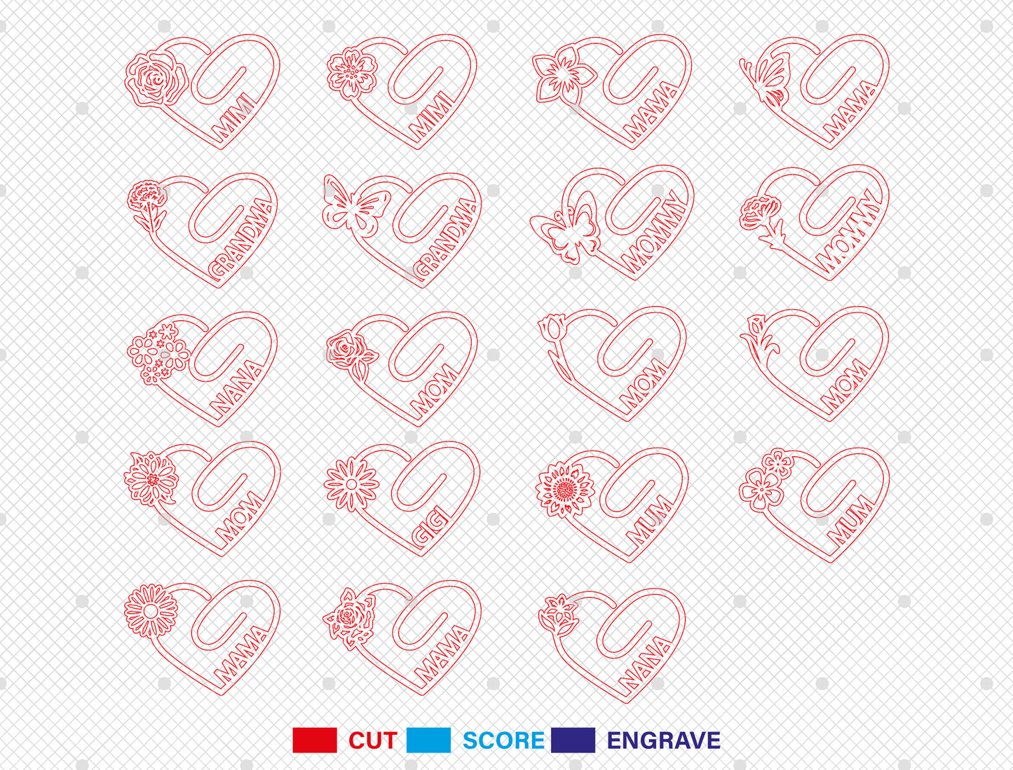 Floral Heart Bookmark SVG Bundle for LightBurn and xTool