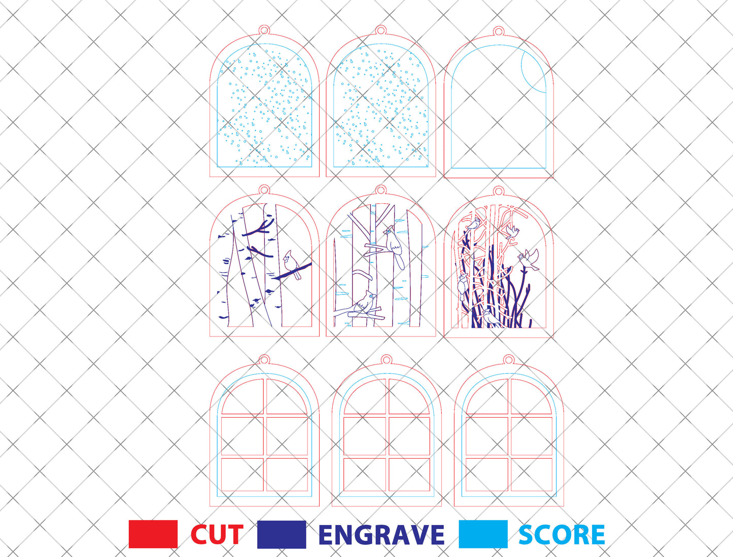 Winter Window Cardinal Ornament SVG for xTool and Glowforge
