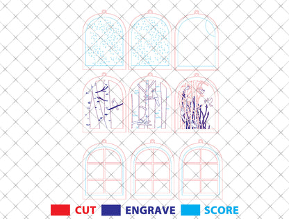 Winter Window Cardinal Ornament SVG for xTool and Glowforge