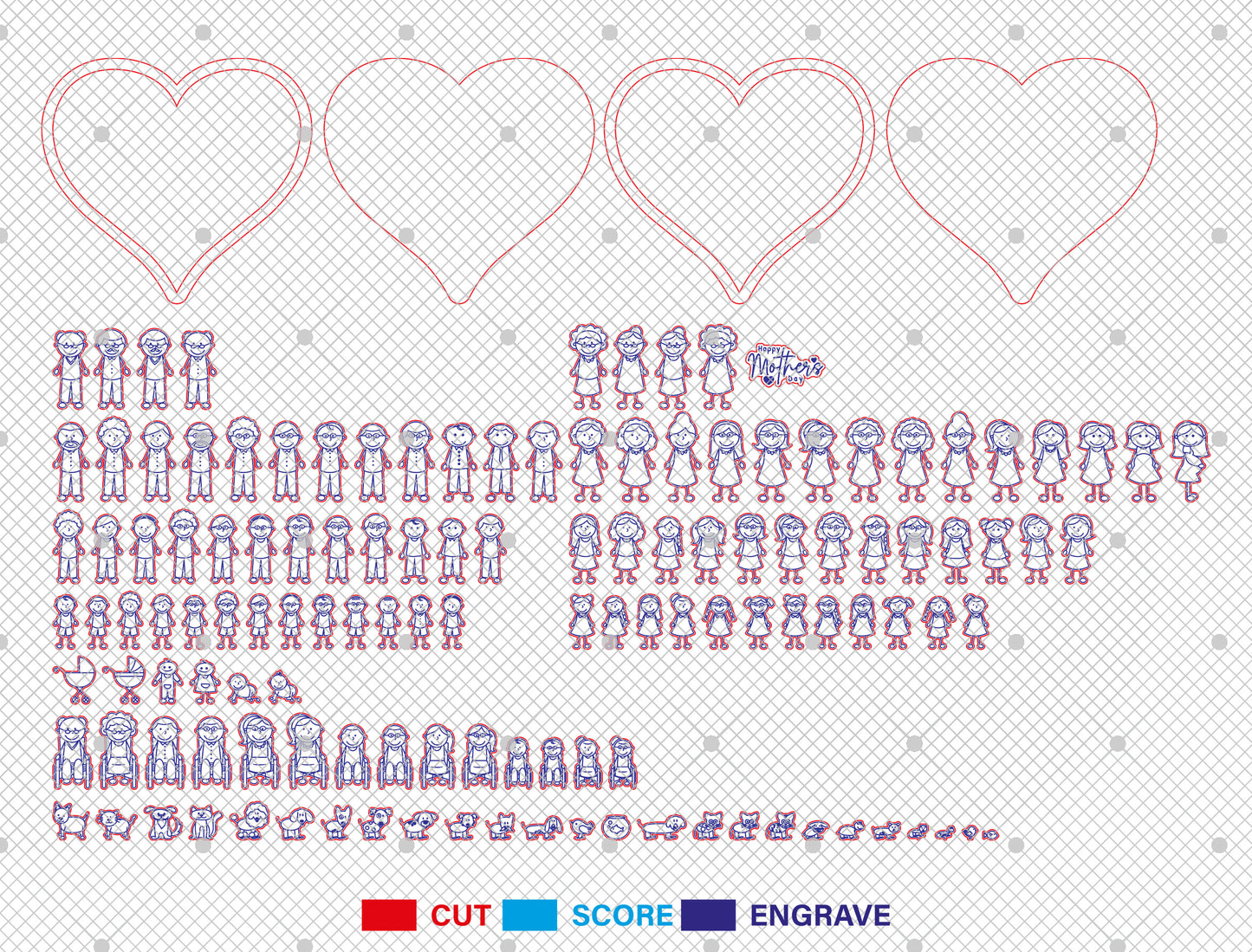 Cute Family Shaker Heart SVG Bundle for Glowforge and xTool