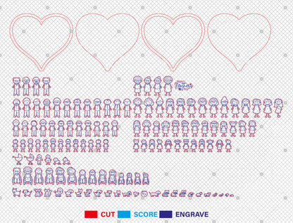 Cute Family Shaker Heart SVG Bundle for Glowforge and xTool