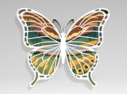 Multilayer Butterfly Landscape SVG Bundle Laser Cut File for Glowforge and xTool