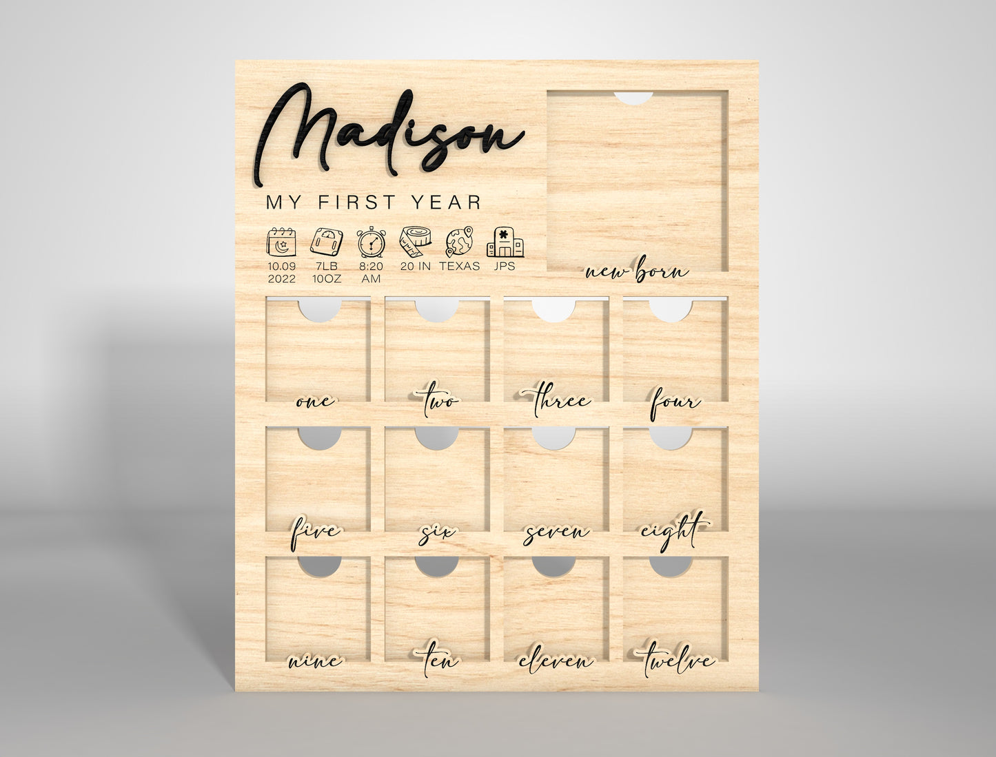 Personalized First Year Frame SVG for Glowforge and LightBurn