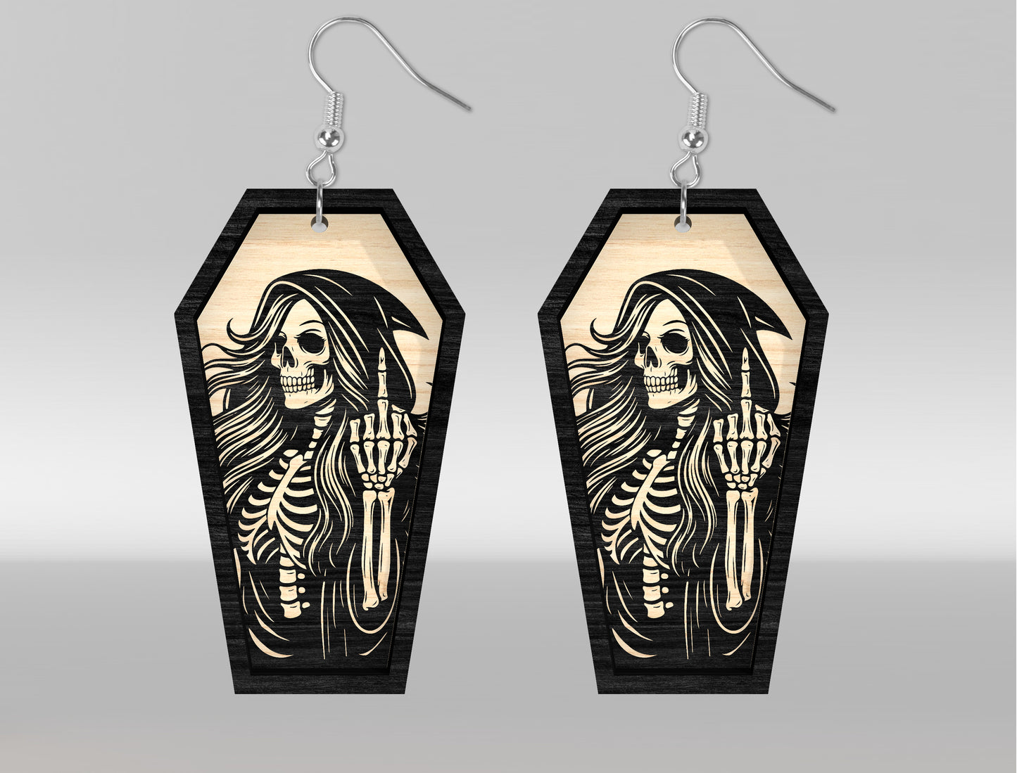 8 Skeleton Coffin Earrings SVG Halloween Laser Cut Bundle for LightBurn