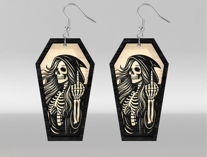 8 Skeleton Coffin Earrings SVG Halloween Laser Cut Bundle for LightBurn
