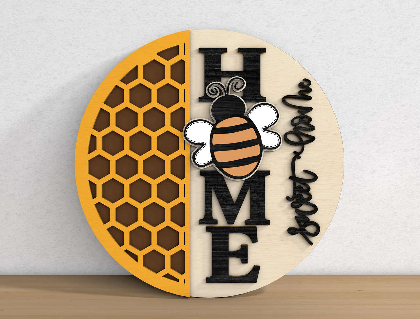 Bee Honeycomb Door Sign SVG Bundle Laser Cut File for Glowforge and xTool