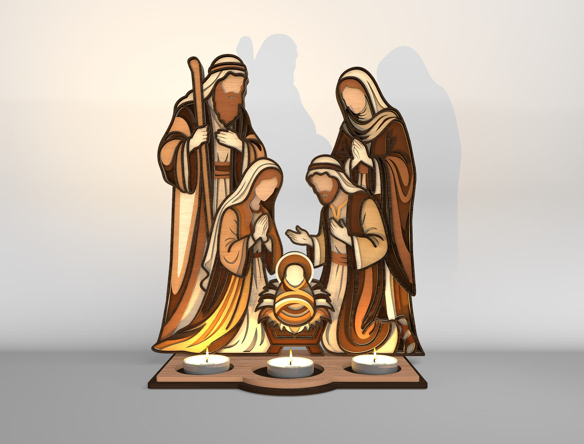 Nativity Candle Holder SVG Bundle 10 Designs Glowforge xTool