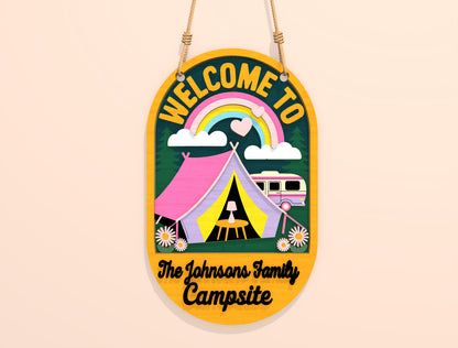 Personalized Pink Campsite Sign SVG Bundle for Glowforge Users