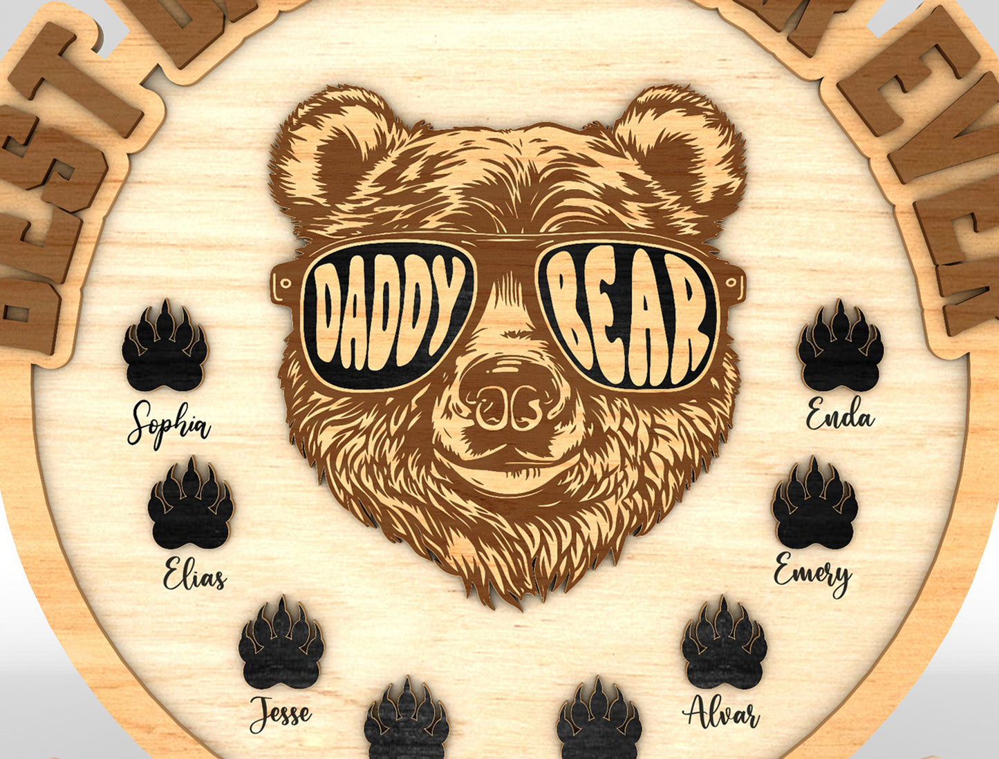 Personalized Daddy Bear Ever SVG Laser Cut File for Glowforge and xTool
