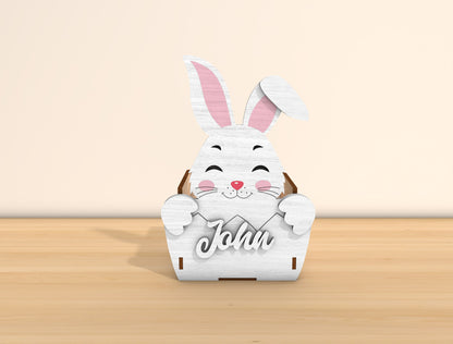 Personalized Easter Animal Basket Laser Cut File | Bunny & Lamb Easter Treat Box | Ready to Cut | Glowforge, xTool, LightBurn, etc.