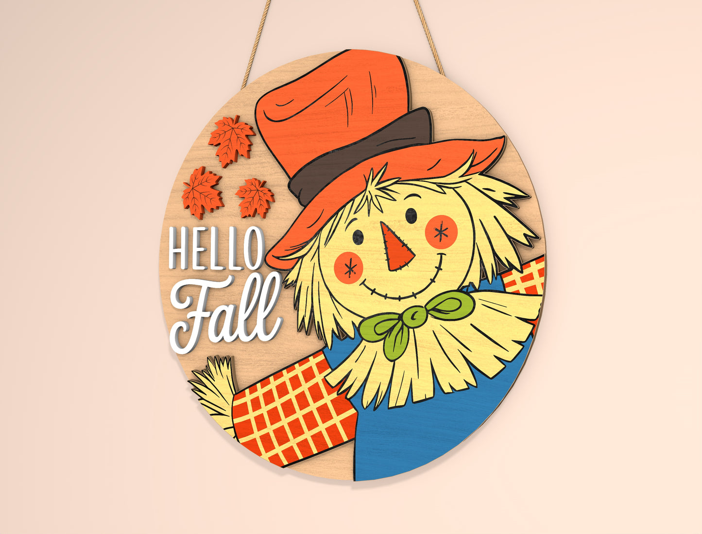 Hello Fall Scarecrow Welcome Door Hanger SVG Bundle for Glowforge xTool LightBurn | 2 Designs