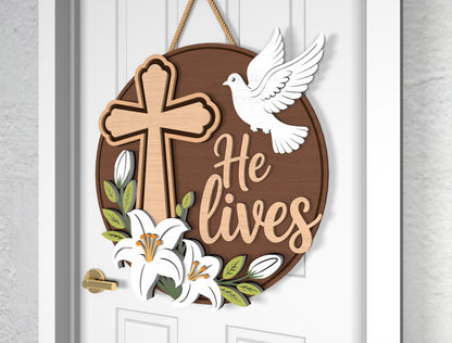 Easter Lily Cross Door Signs SVG Bundle 2 Designs for LightBurn and Glowforge
