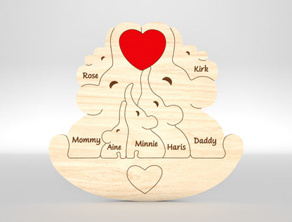 Elephant Family Puzzle Sign SVG Laser Cut File for Glowforge and xTool